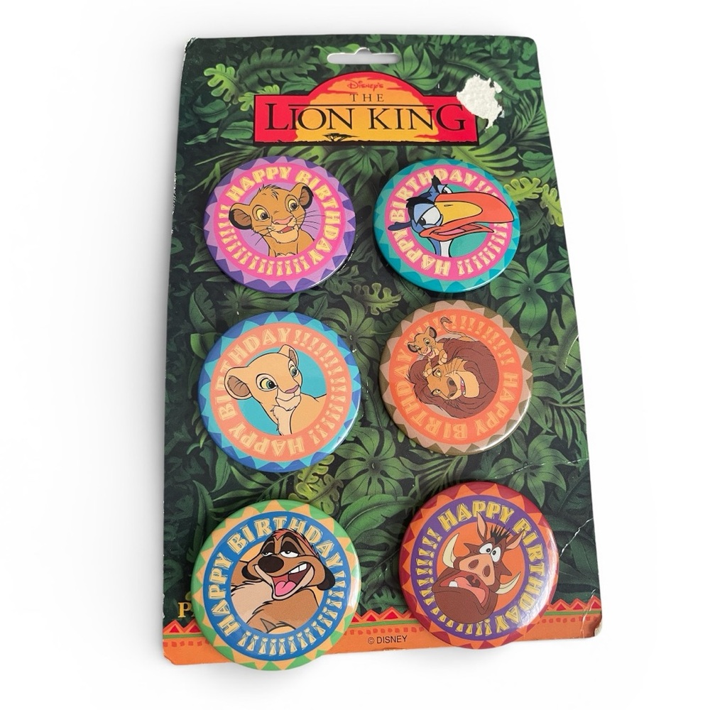 90’s Lion King Disney Birthday Party Pack 6 Pins Buttons Nala Simba Pumba Timon